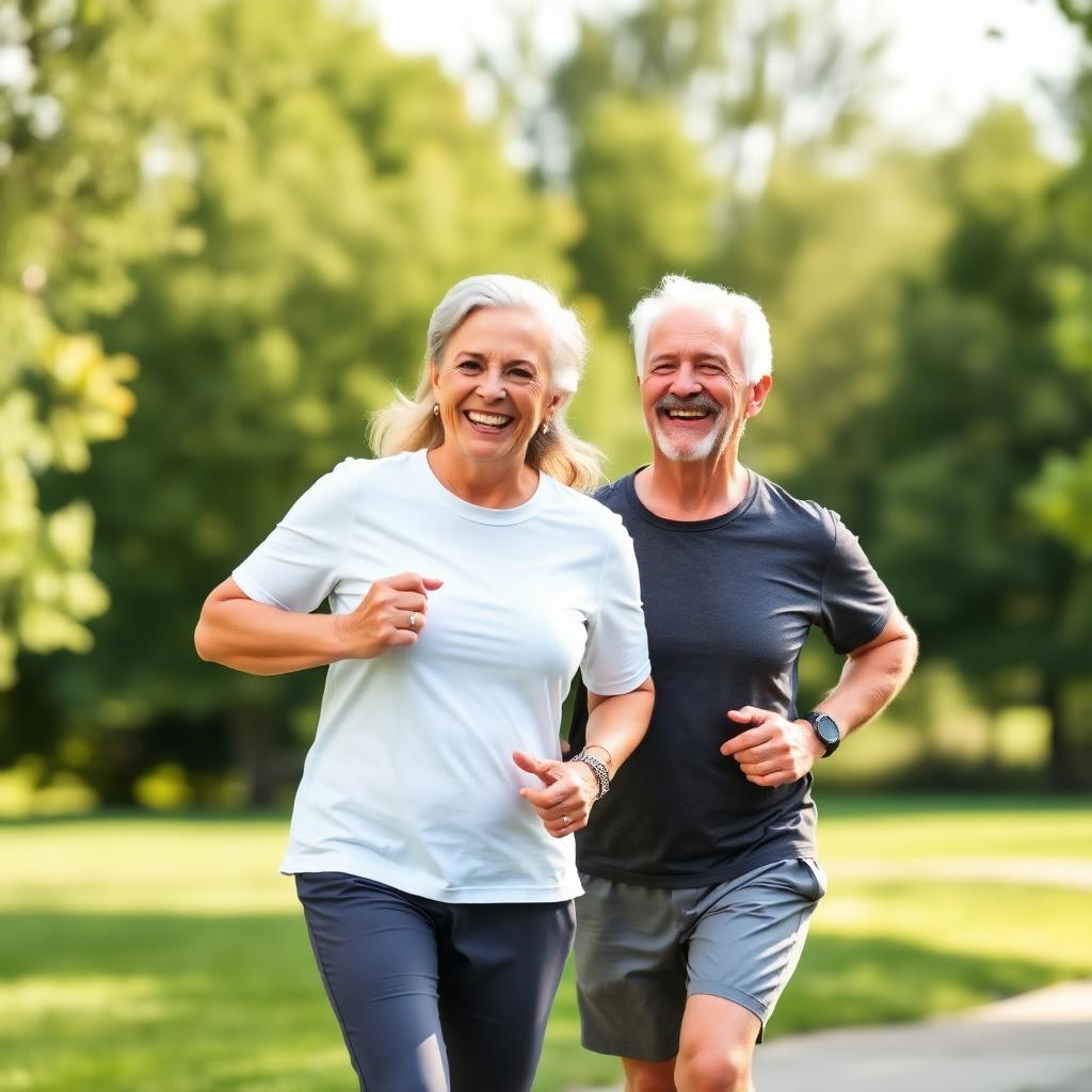 Active mature couple jogging — the lifestyle Truvora Gluco Balance is designed to support